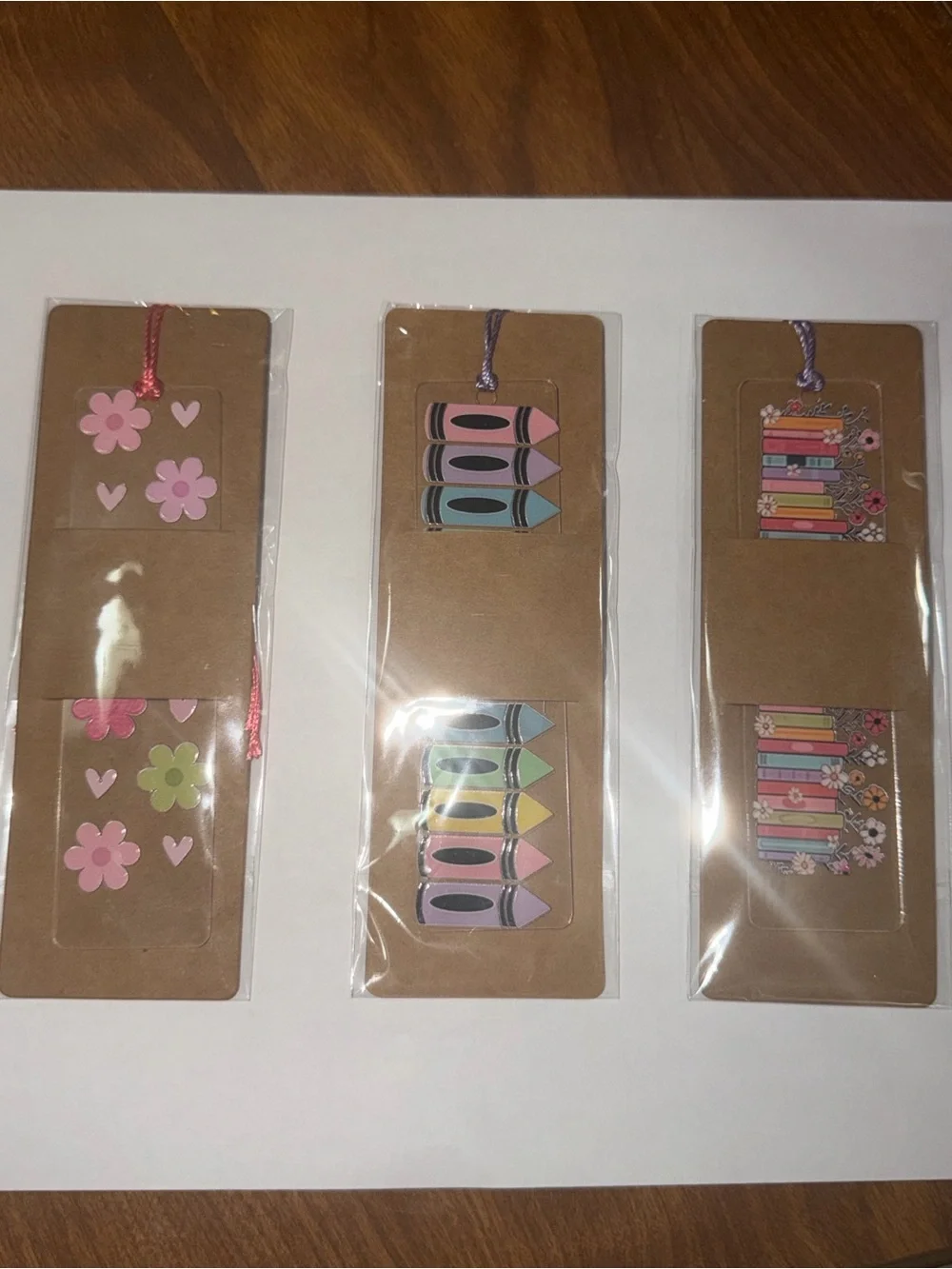 Floral & Crayon Bookmark Set - Pink, Pastel
